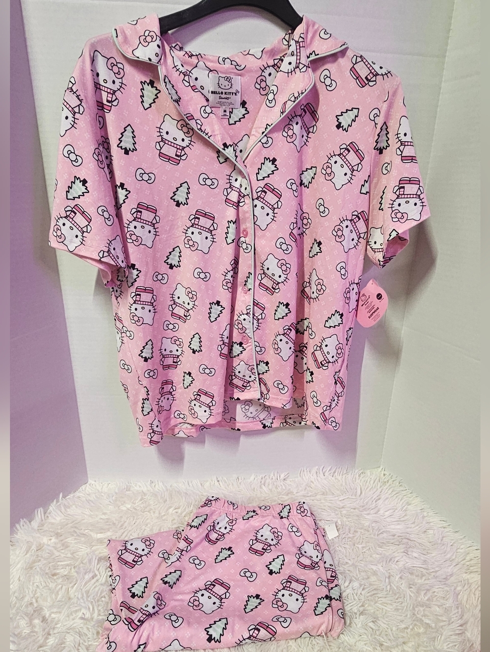 Hello Kitty Pajamas Loungewear 2-Piece Set Pink Short Sleeve Sanrio